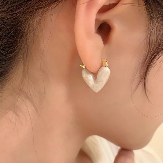 marble Heart Stud Earrings