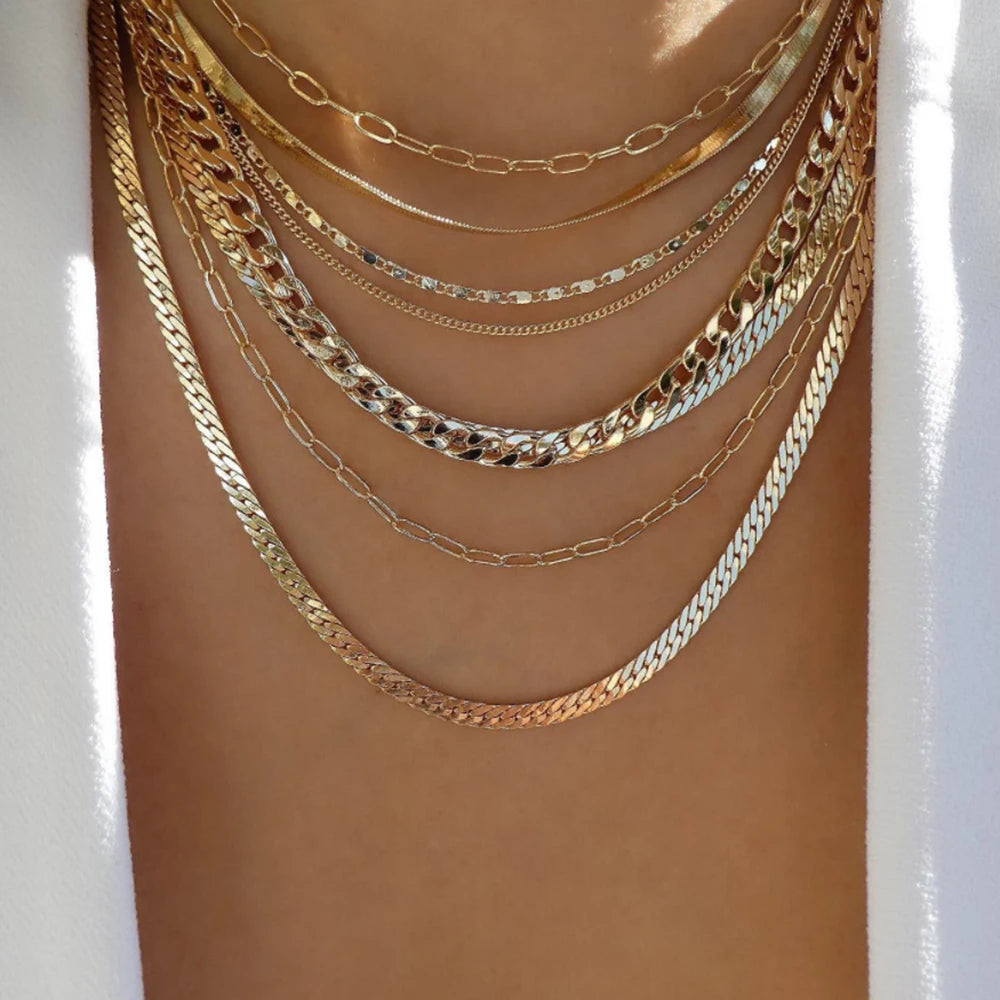 Gold Color Multiple Styles Necklace For Women