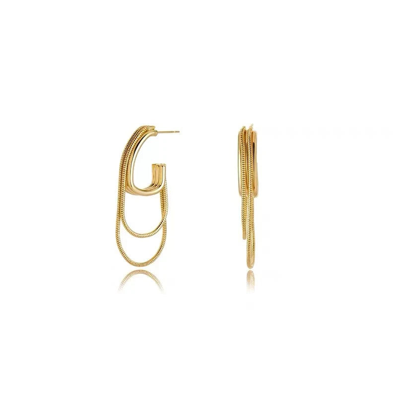 Feminine Temperament Metal Tassel Geometric Earrings
