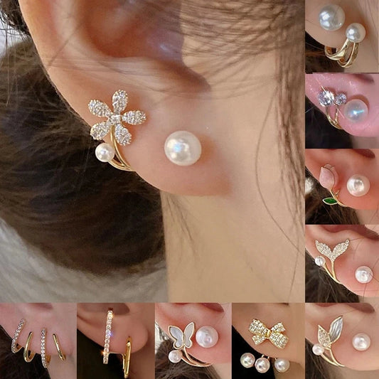 Vintage Pearl Crystal Earrings