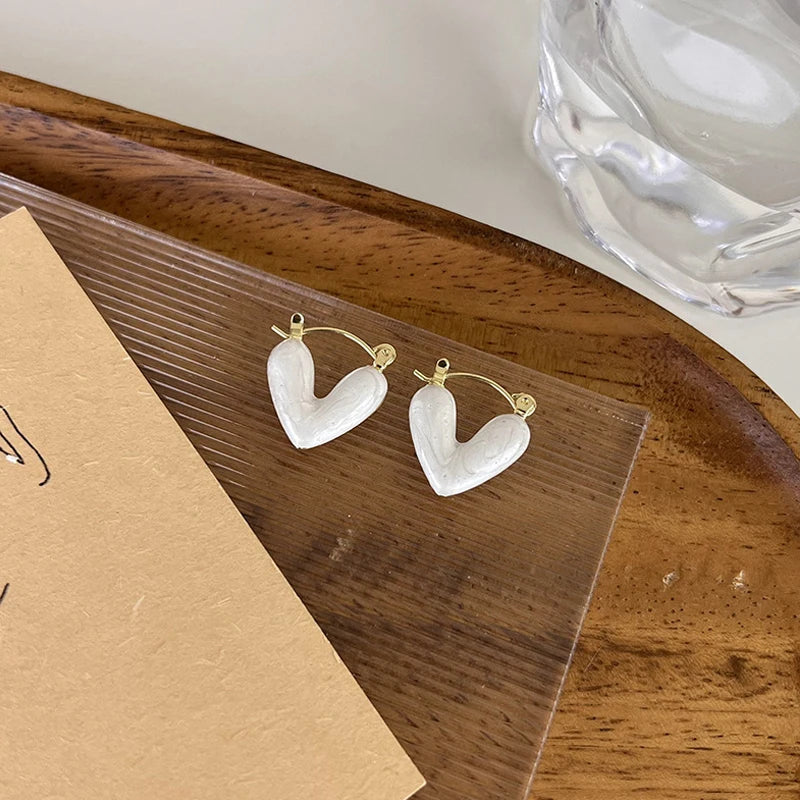 marble Heart Stud Earrings
