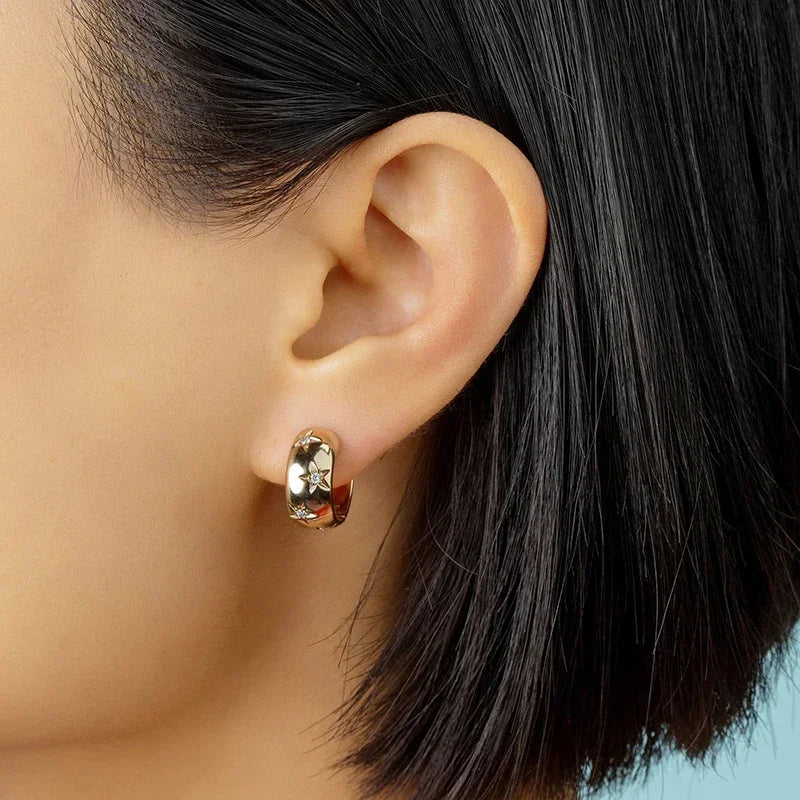 Star Round Circle Piercing Earrings