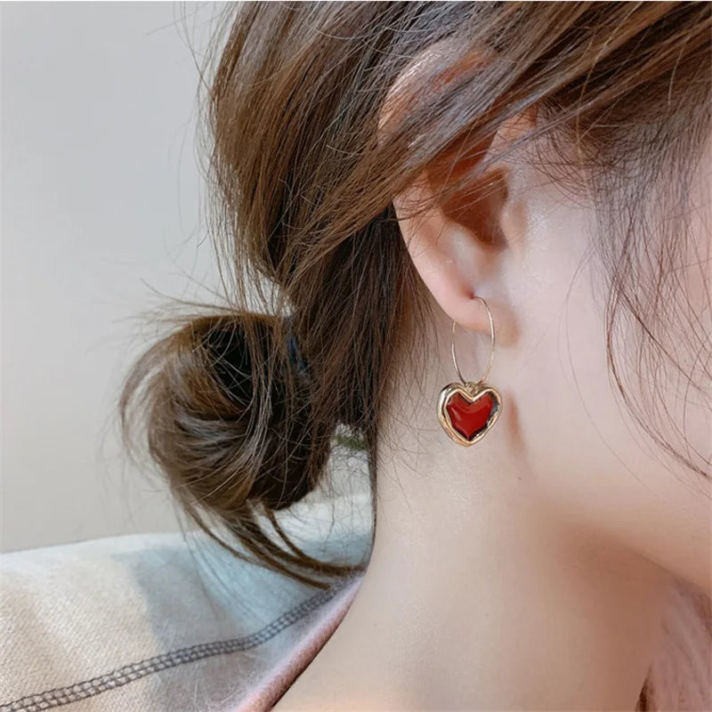 red Heart Earrings for Women