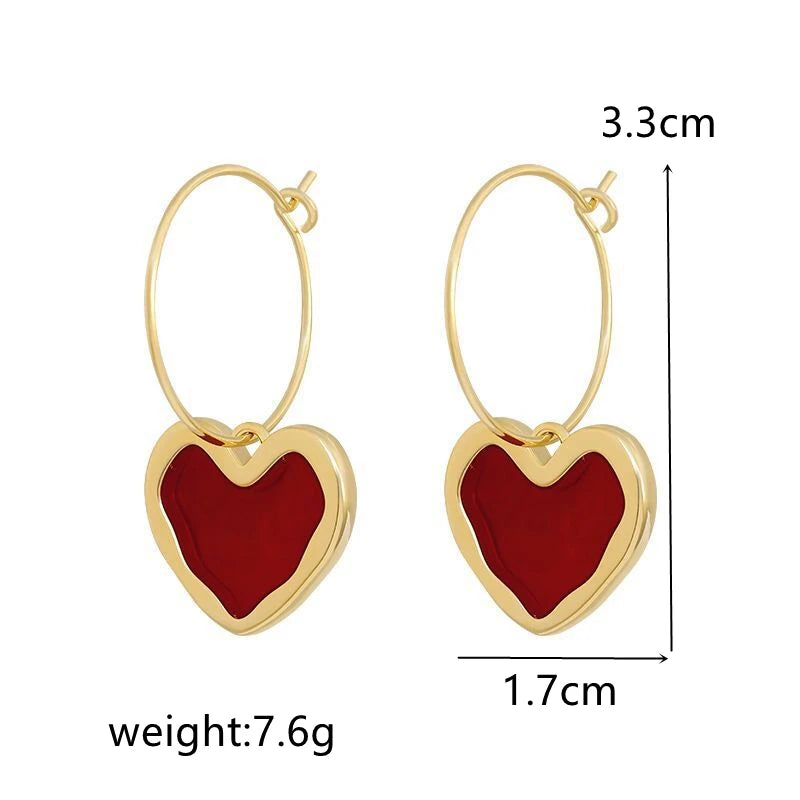 red Heart Earrings for Women