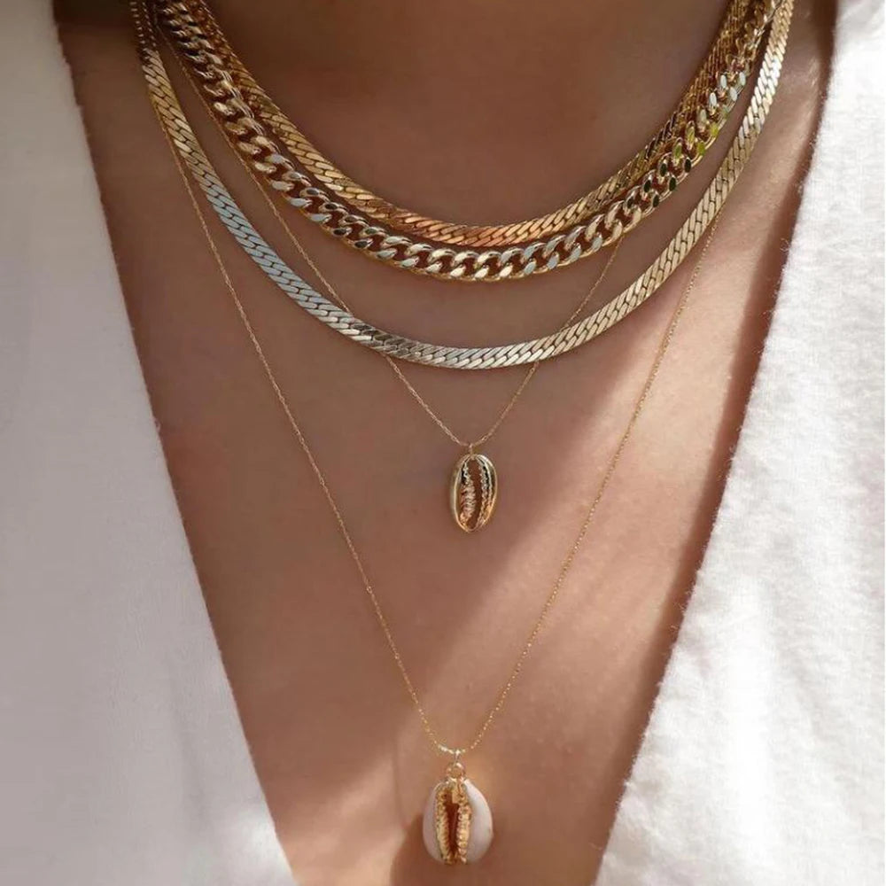 Gold Color Multiple Styles Necklace For Women